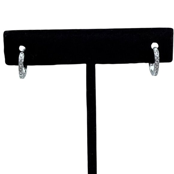 Unisex‎ Multiple Sizes Silver Plated/Brass Cubic Zircon Hoop Huggie Earring - Picture 3 of 7